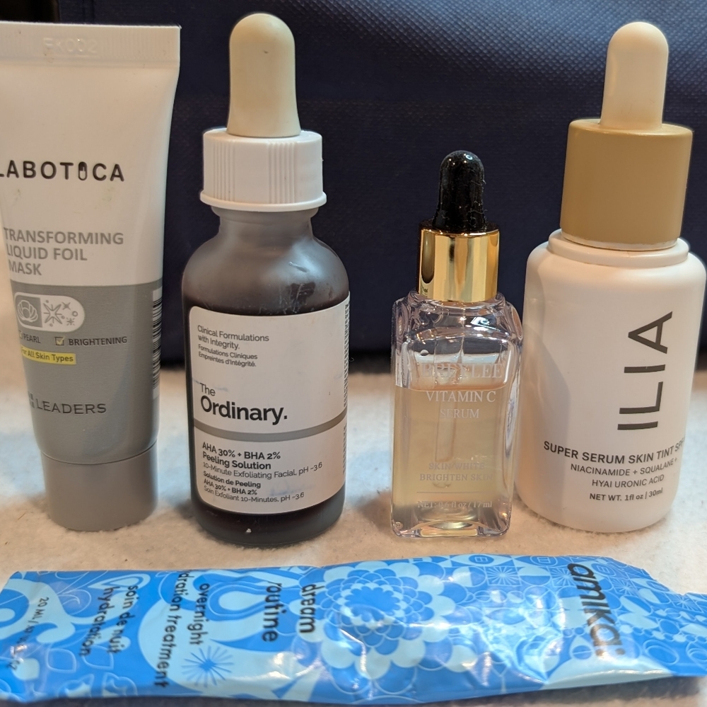 Ilia Serum, Breyelle Serum, The Ordinary Face Peel, Labotica Mask, Amika Dream